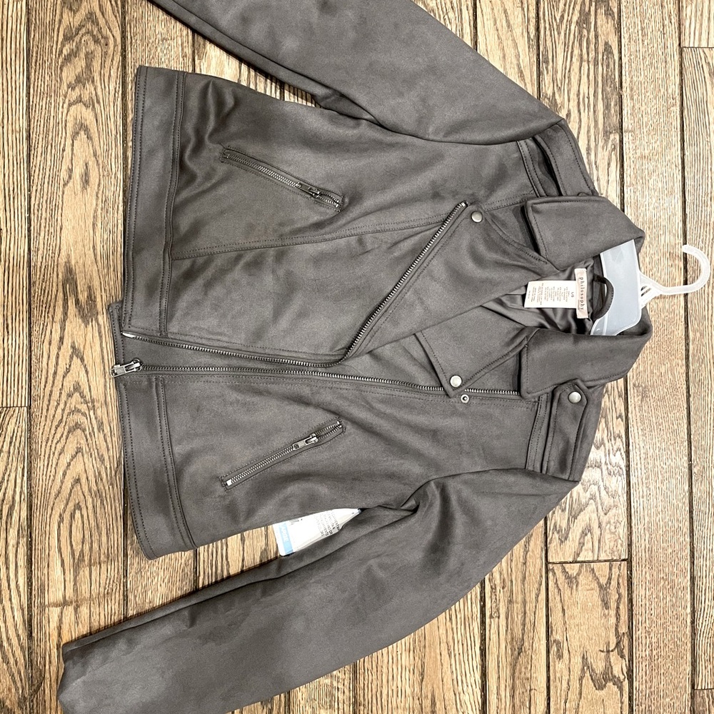NWT Philosophy Faux Suede Moto Jacket Size L - Picture 7 of 9